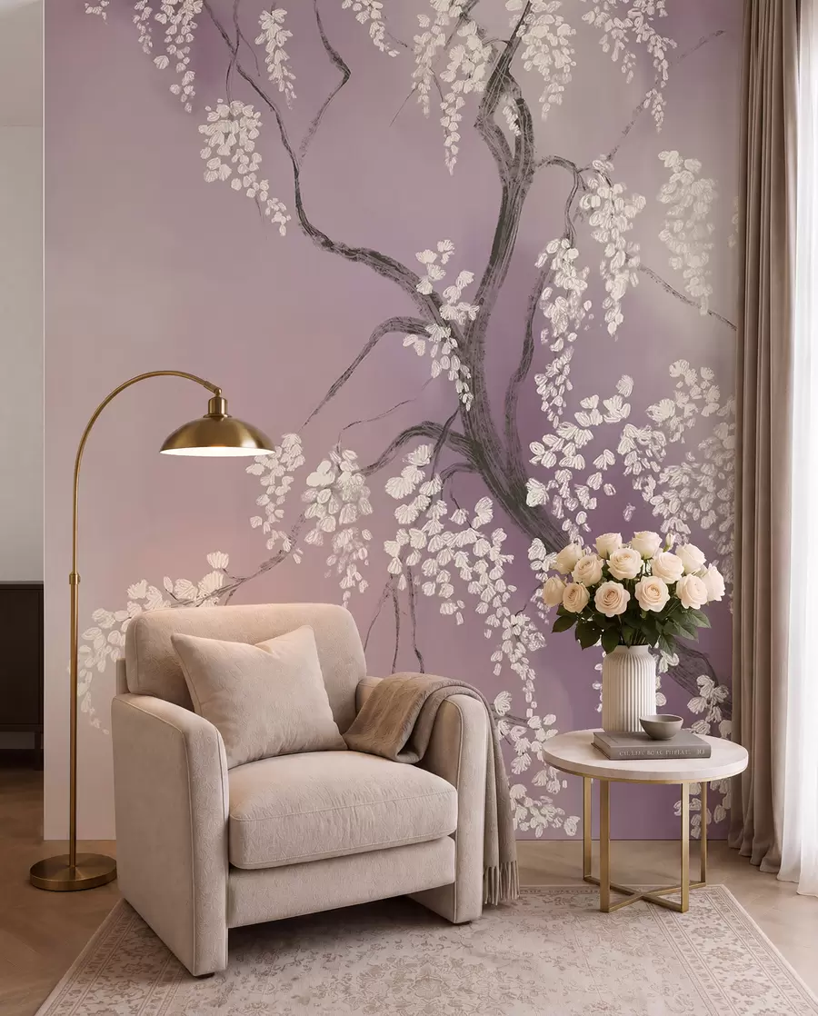 wall murals Quiet Bloom · Pink w08243v2