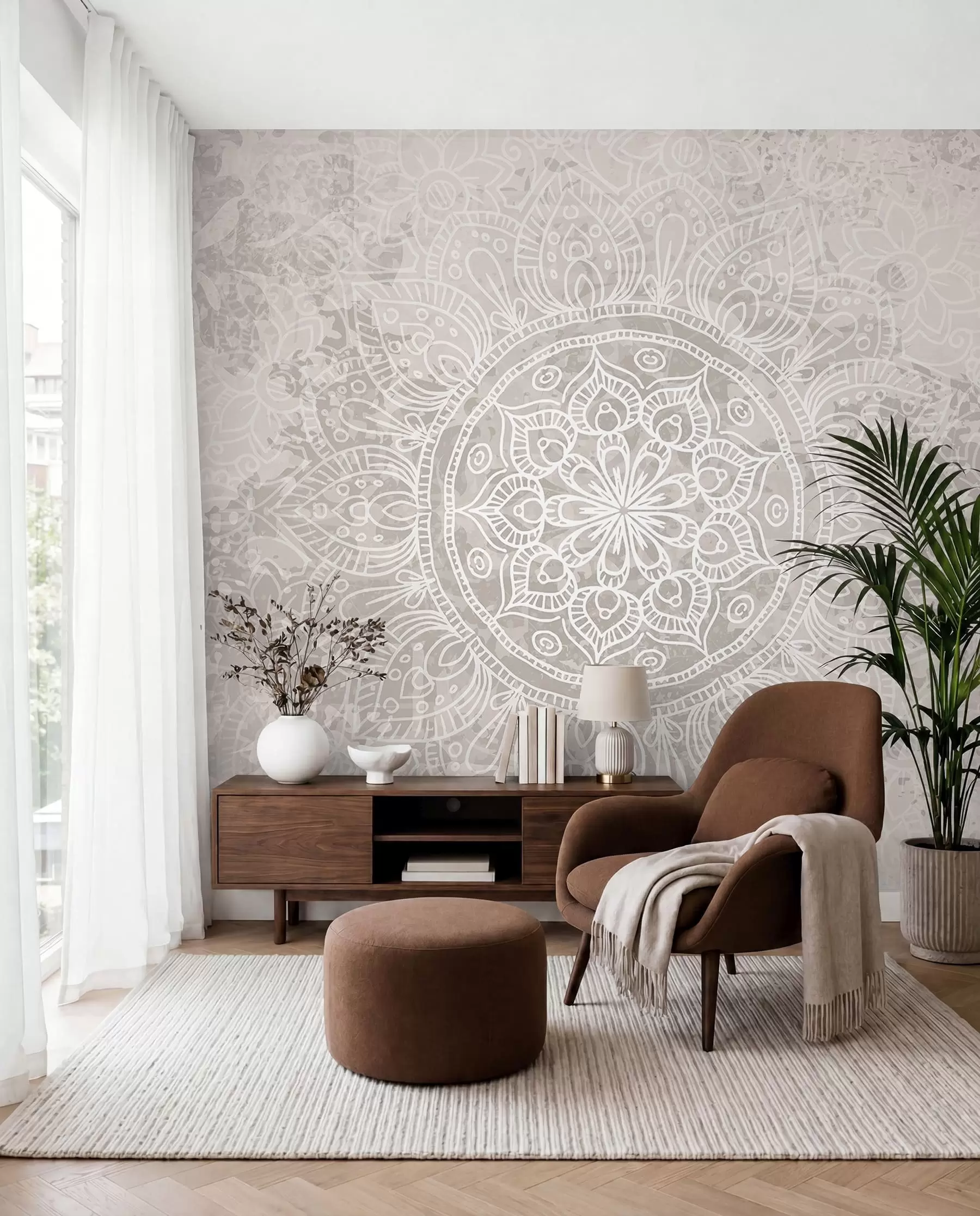 wall murals Fine Line Mandala w08246