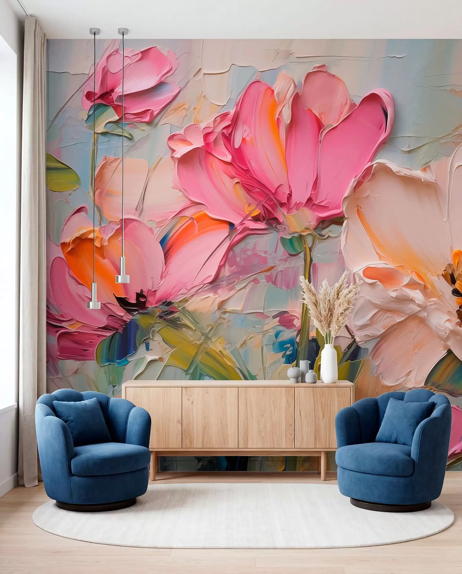 wall murals Vivid Pink Petals w01039
