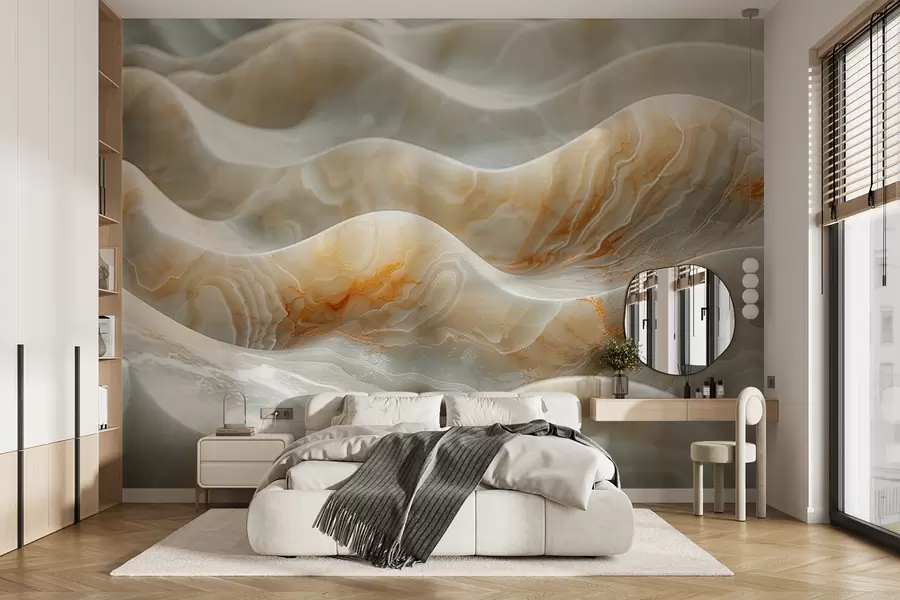 wall murals Waves of marble in beige colors w01488