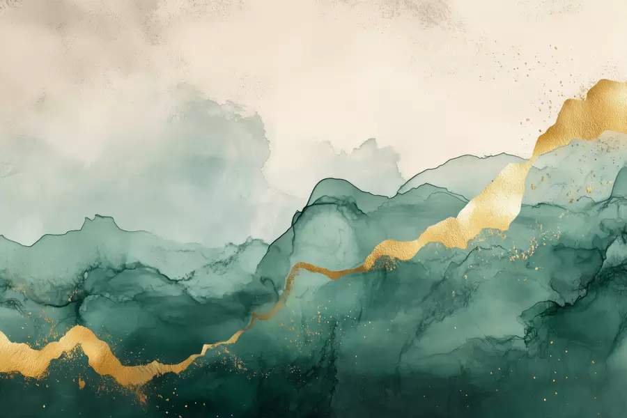 wall murals Vintage emerald watercolor composition w01362v1