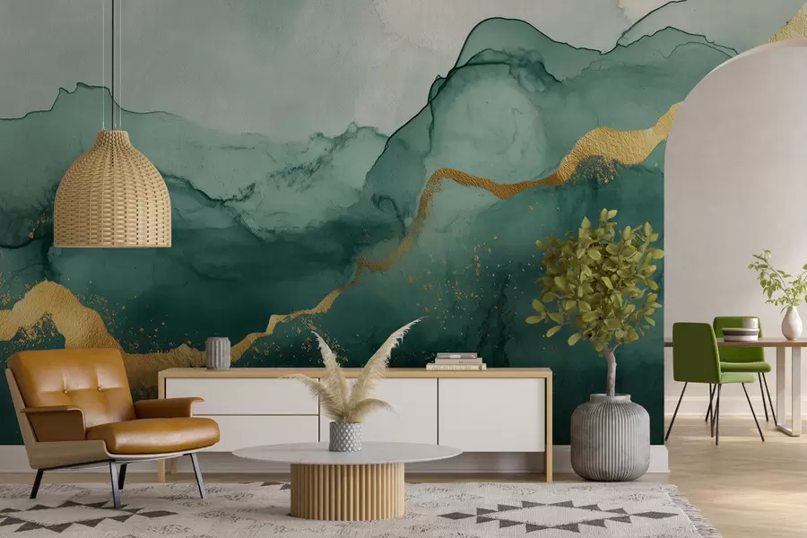 wall murals Vintage emerald watercolor composition w01362v1