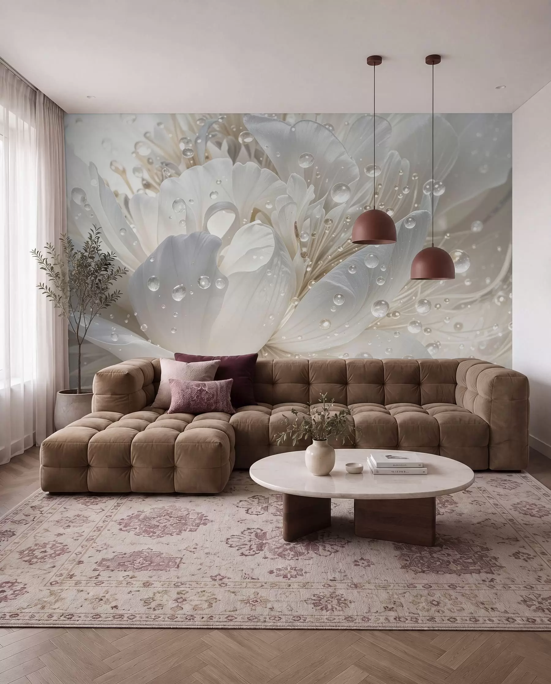 wall murals Dew on White Petals w08262