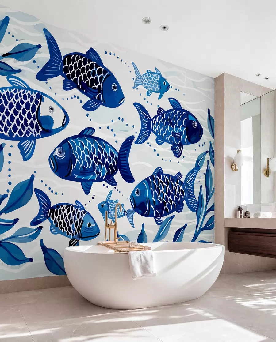 wall murals Blue fish w01062