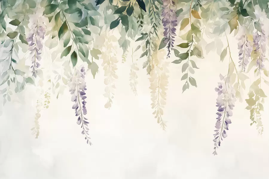wall murals Wisteria flower ornament, floral, watercolor, natural colors w01545