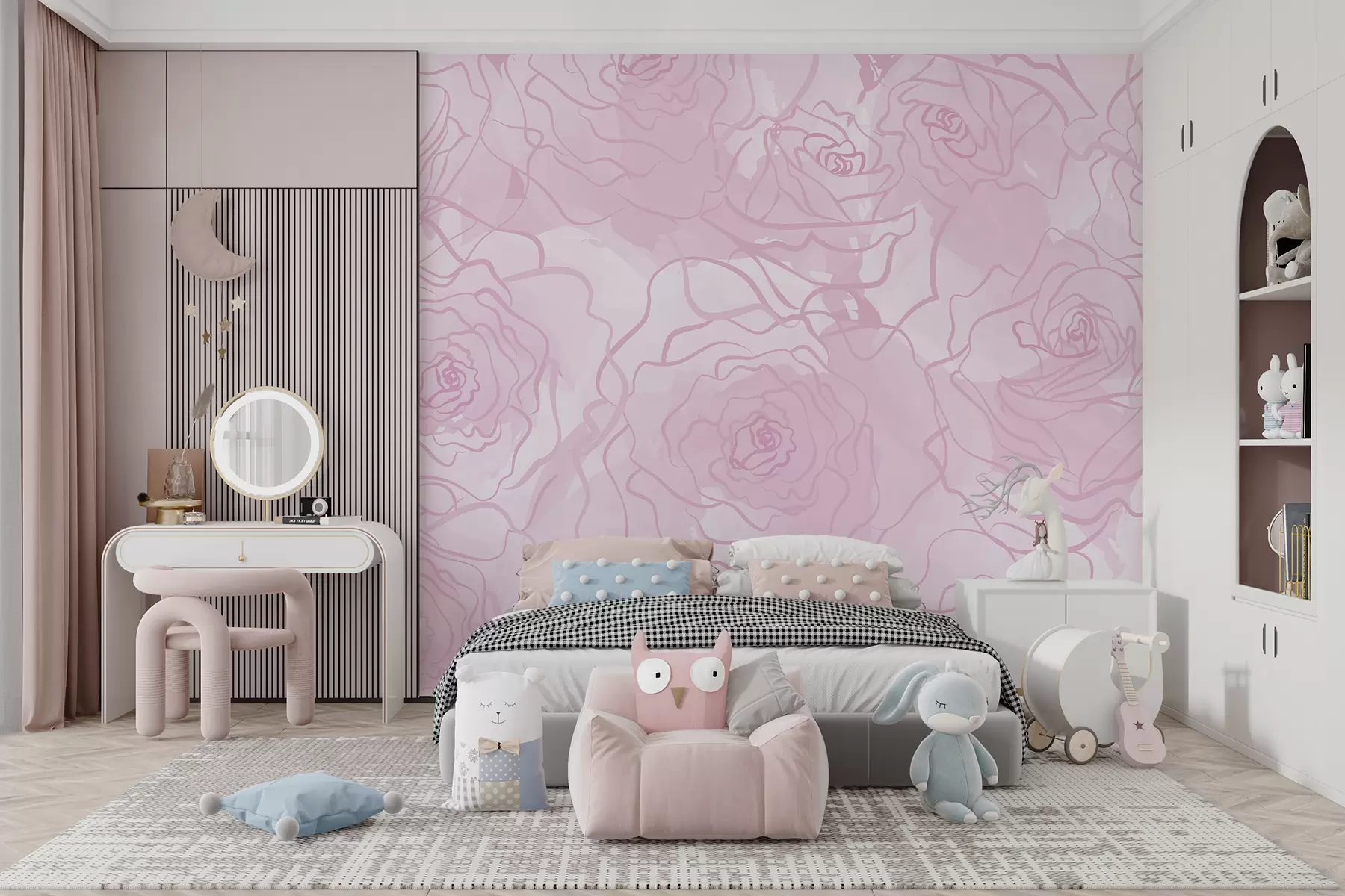 wall murals Abstraction,roses,pink colour w01531