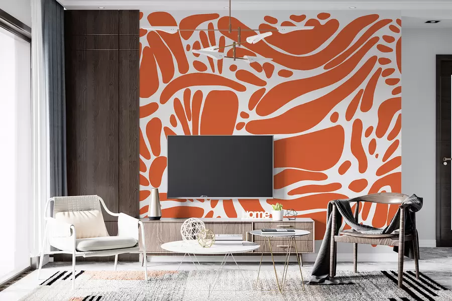 wall murals Abstract geometric pattern, tribal style, orange color w01623v6