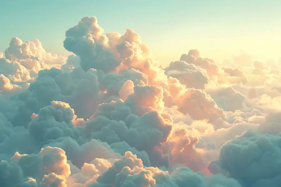 wall murals Bright sky with many clouds in light colors w01543