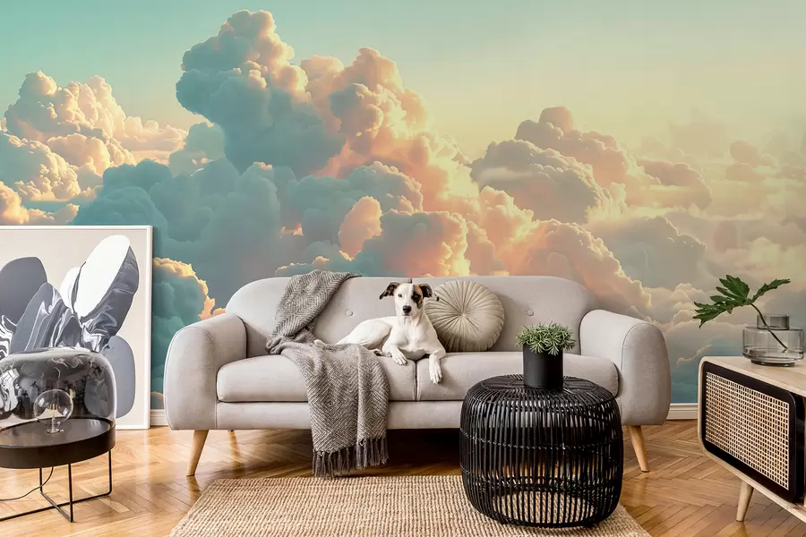 wall murals Bright sky with many clouds in light colors w01543