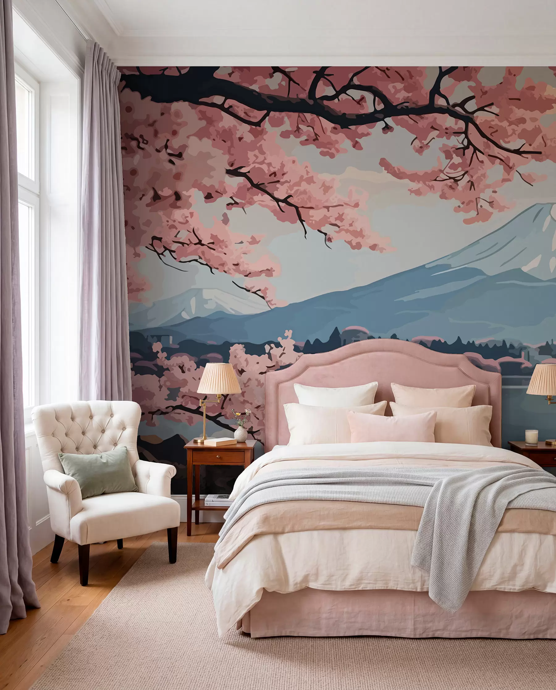 wall murals Blossom over the Mountain w01664