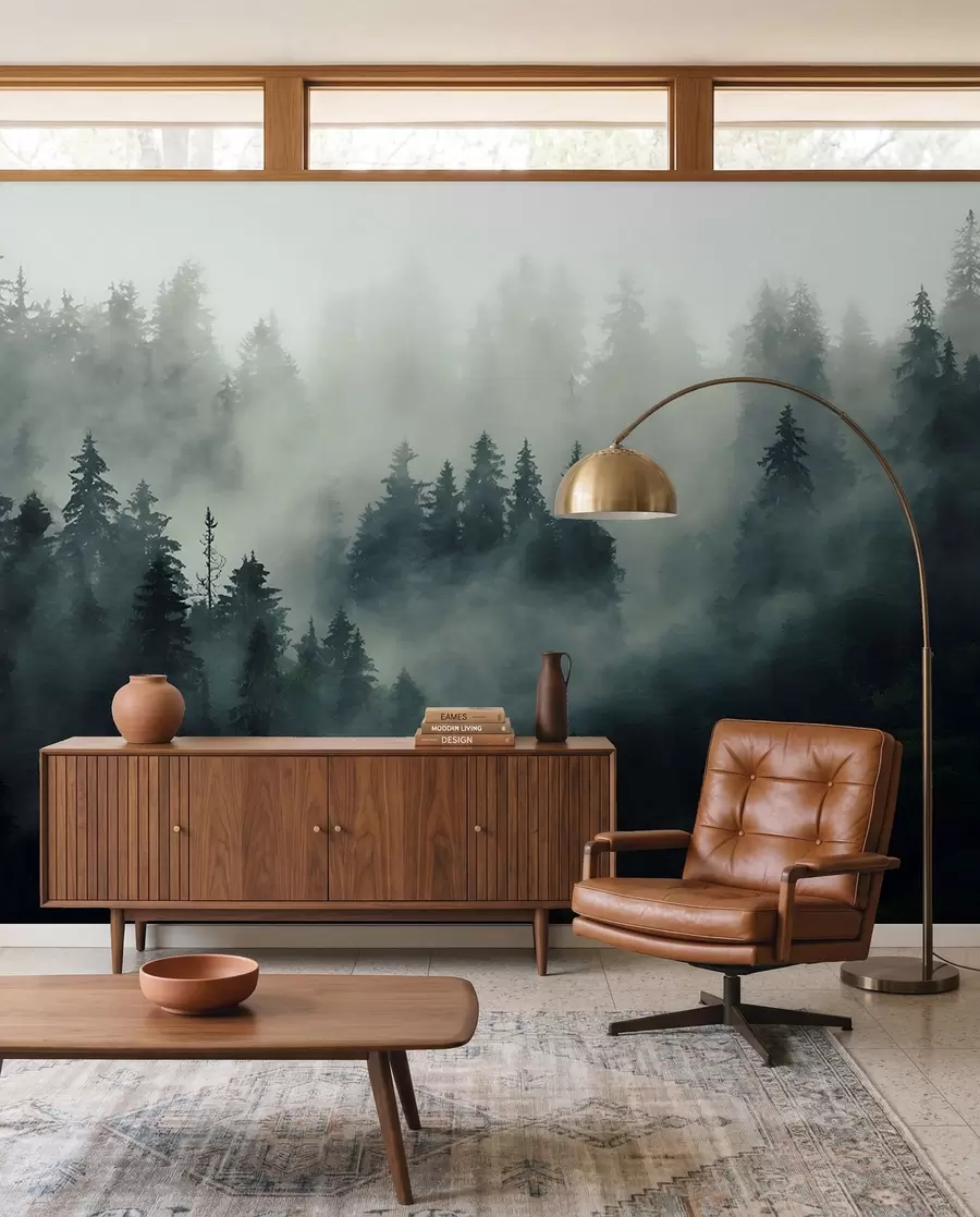 wall murals Foggy morning, forest u36439