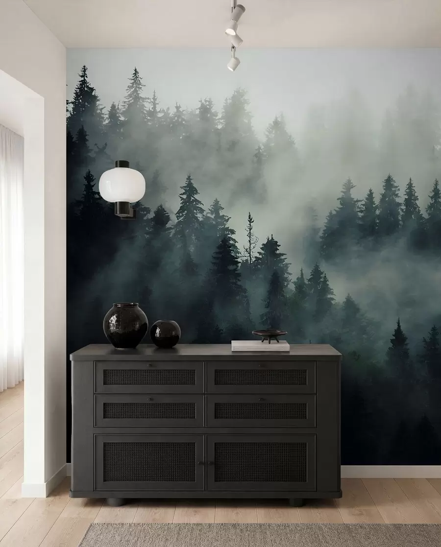 wall murals Foggy morning, forest u36439