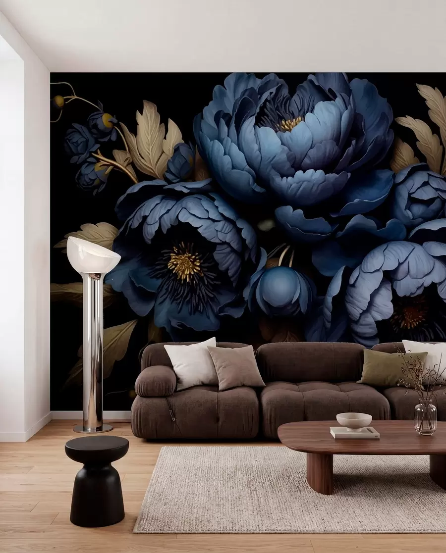wall murals Blue peonies w01131