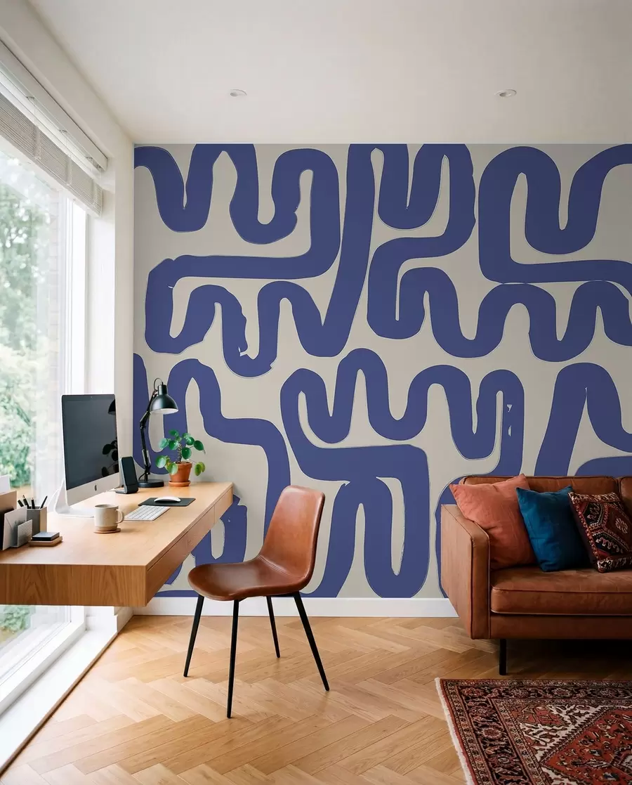 wall murals Blue winding lines w01686