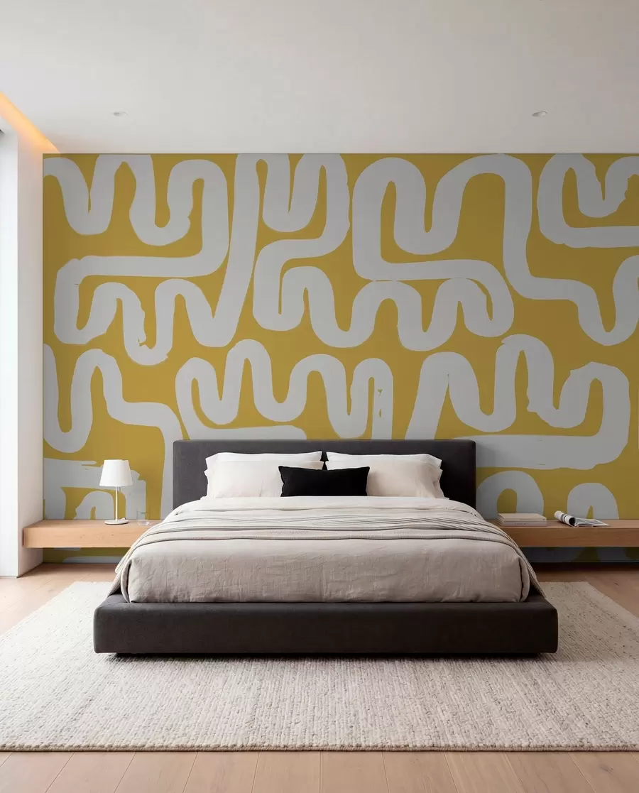 wall murals Winding Lines in Ochre w01686v1