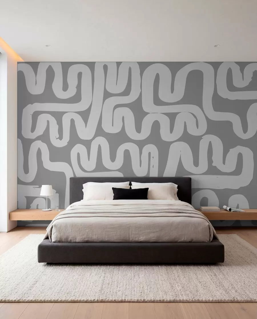 wall murals Winding Lines in Grey w01686v2