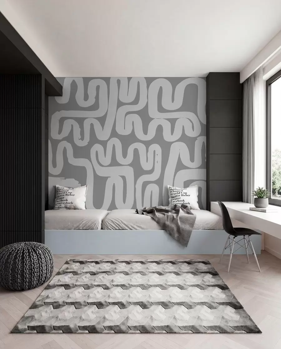 wall murals Winding Lines in Grey w01686v2
