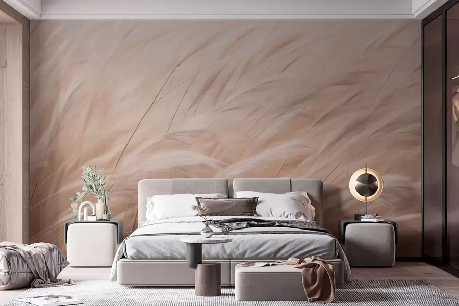 wall murals Beige spikelets of field grass w01719v1