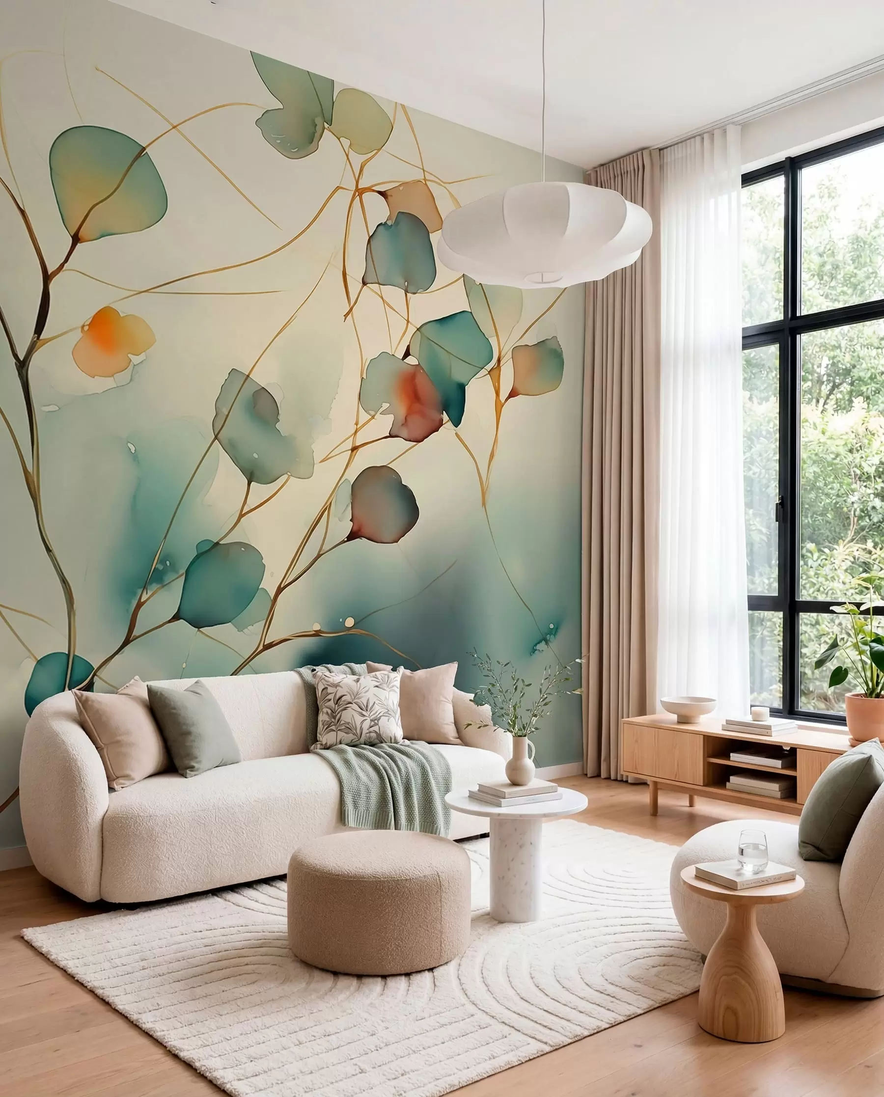 wall murals Leaf Stems in Watercolour w01779