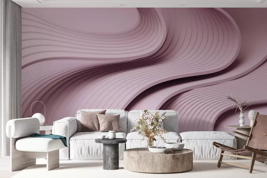 wall murals Elegant voluminous waves in 3D style in powder shades w01147v1