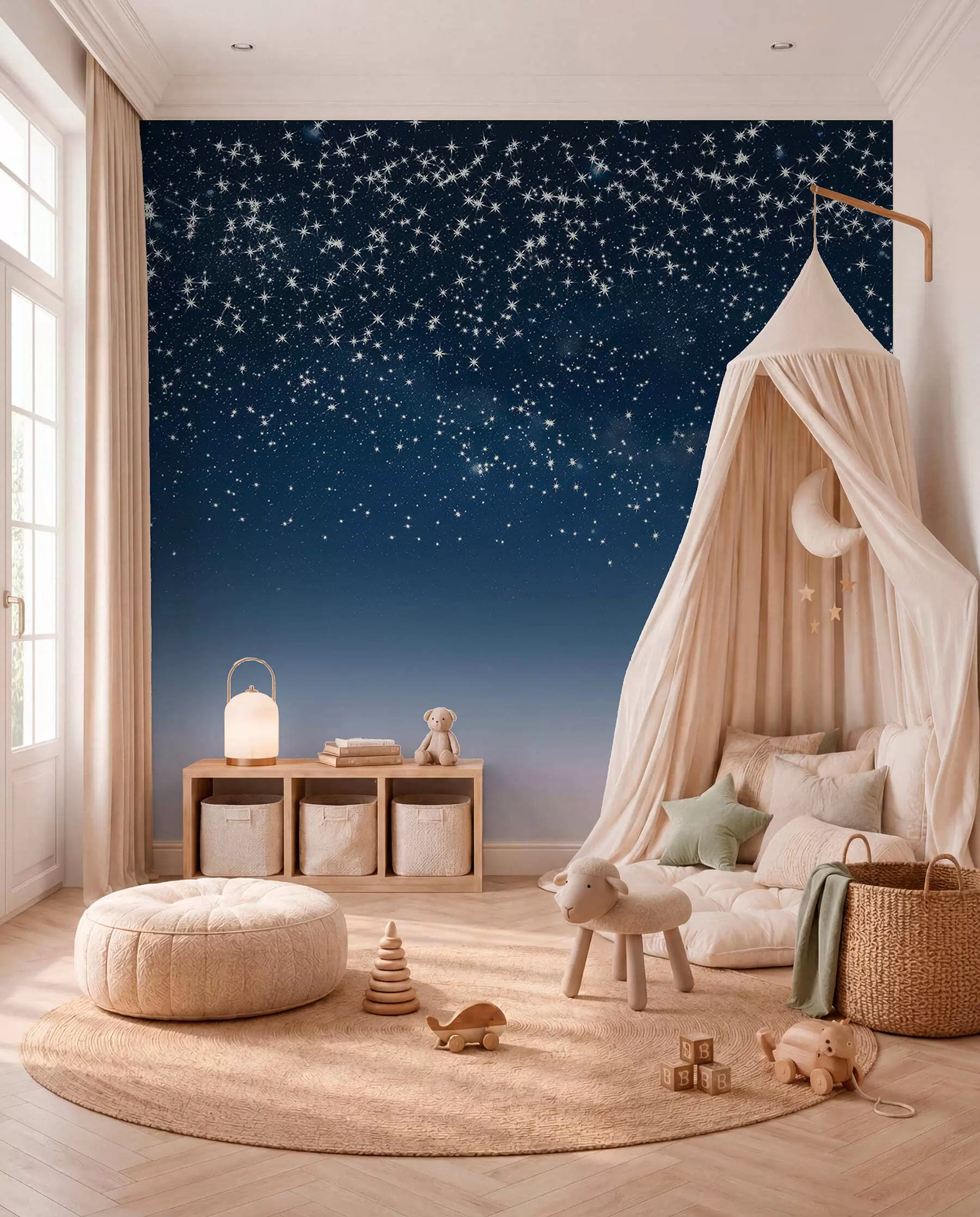 wall murals A Fall of Stars in Blue w01797