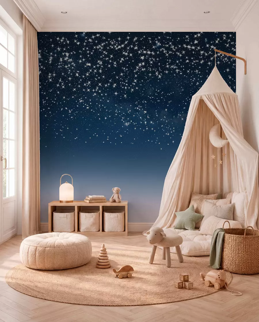wall murals A Fall of Stars in Blue w01797