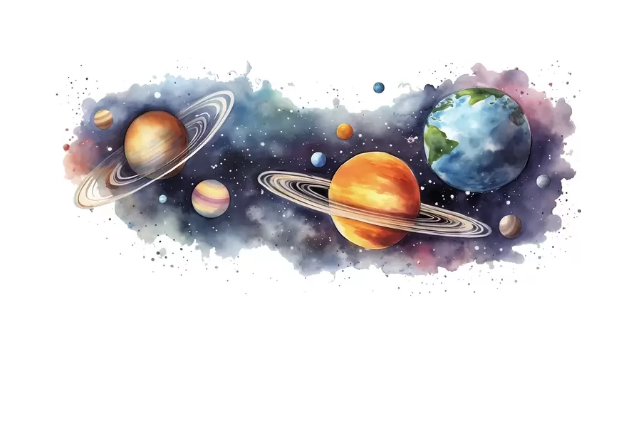 wall murals Planets in Watercolour w01802