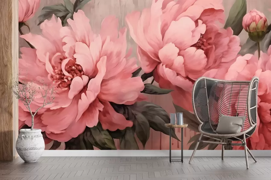 wall murals Pink peonies w01906