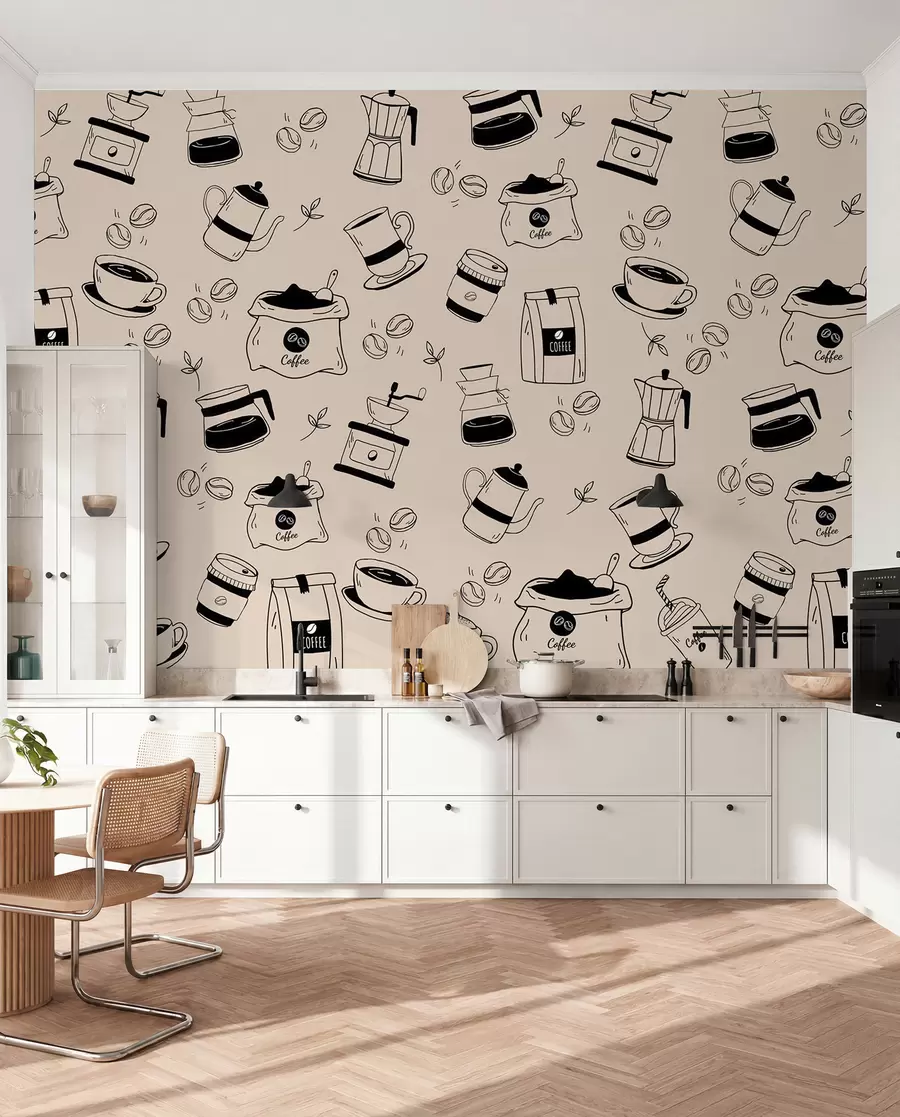 wall murals Coffee details on a light background w02002
