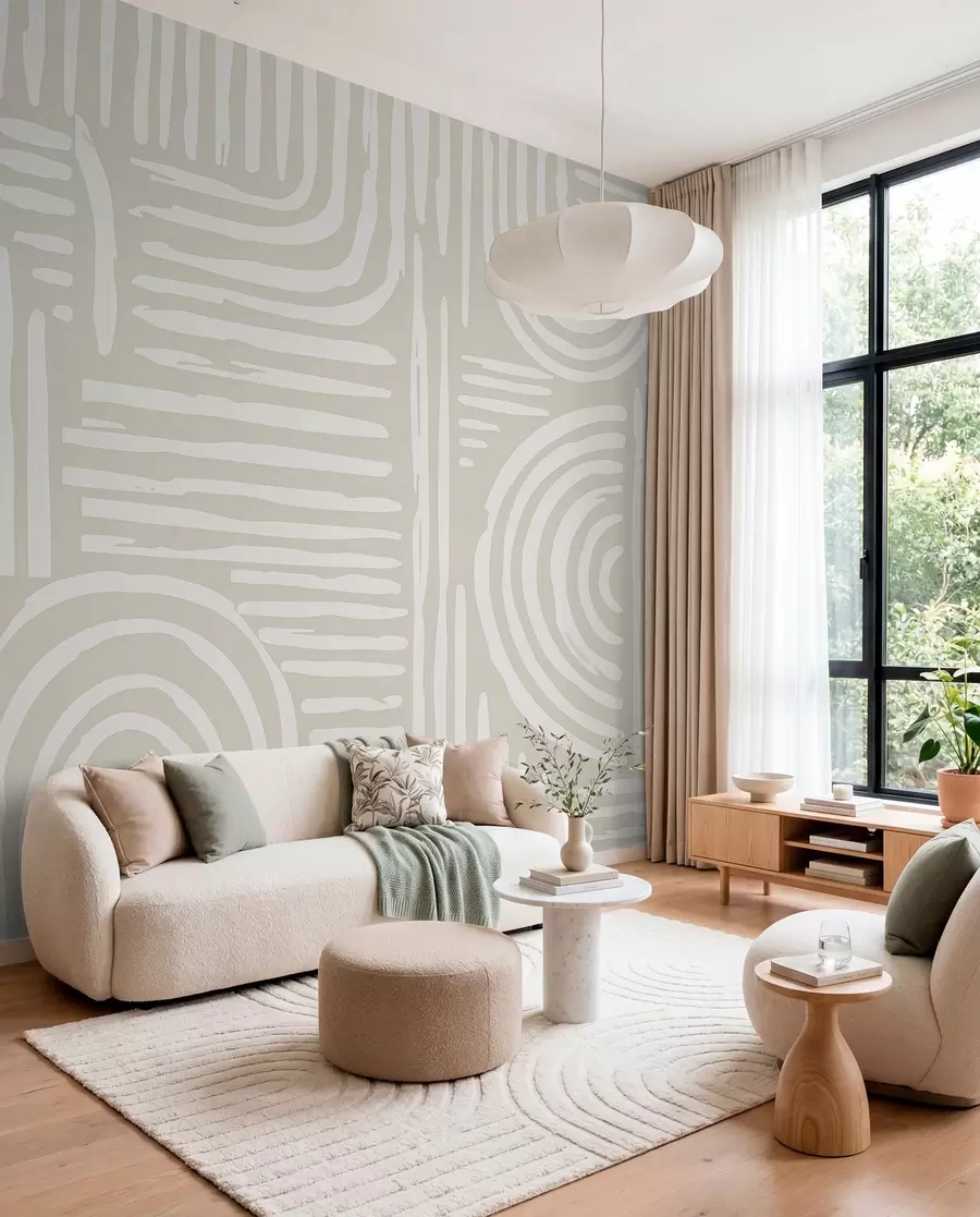 wall murals Boho design in soft colors w01919