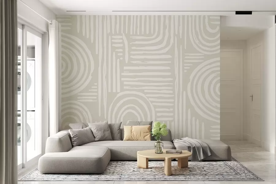 wall murals Boho design in soft colors w01919