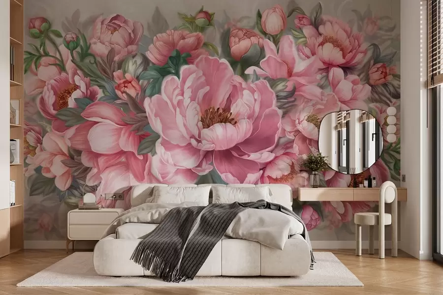 wall murals Large flowers in pink w01966