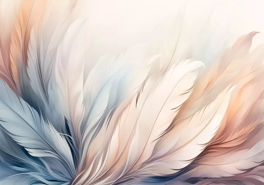 wall murals Delicate feathers in pastel colours w01973