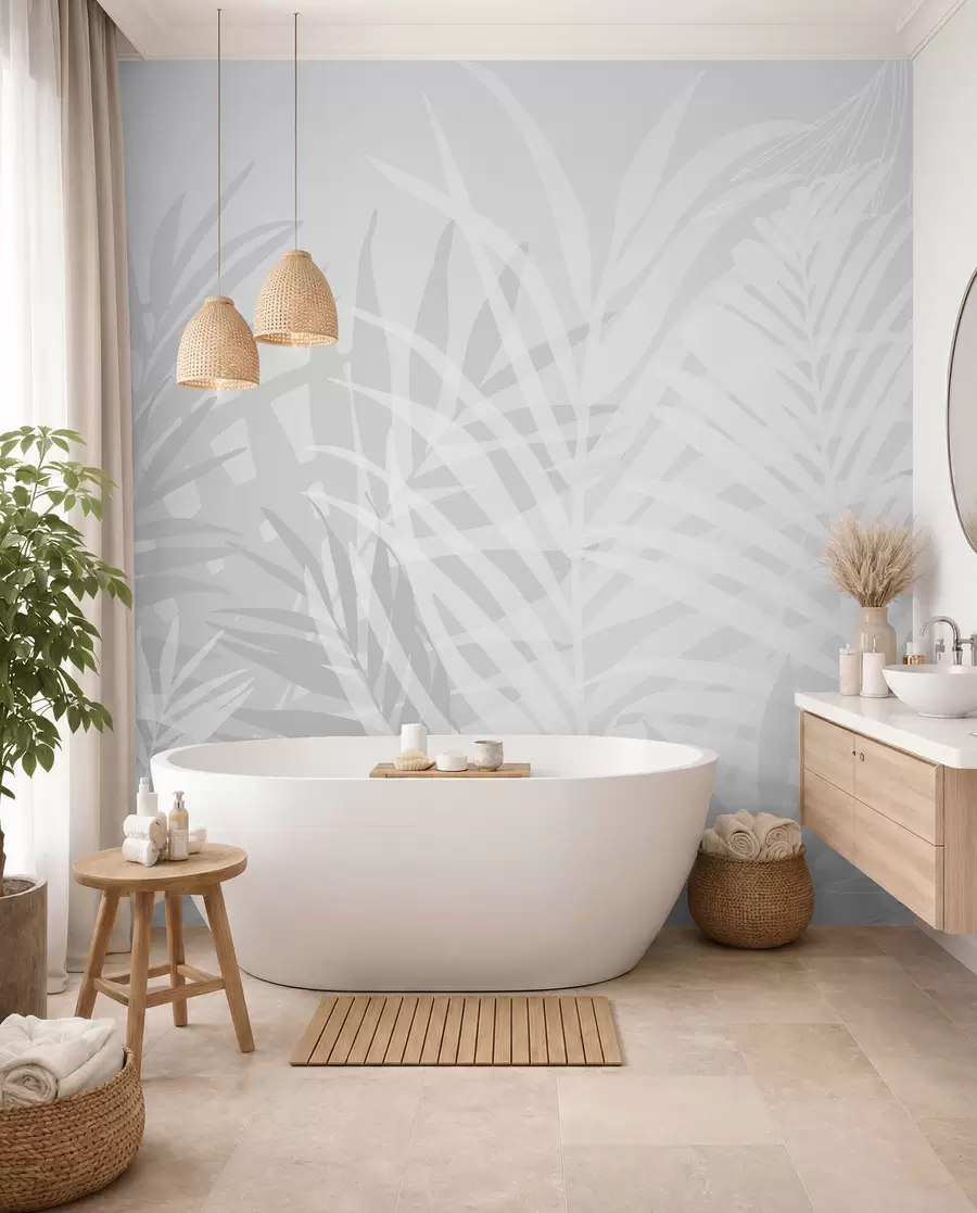 wall murals Palm Shadows in Grey w02026v1