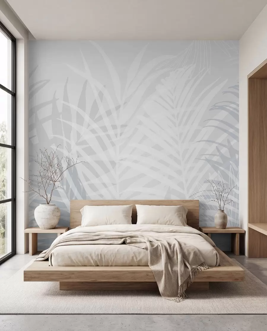 wall murals Palm Shadows — Ice Blue w02026v3