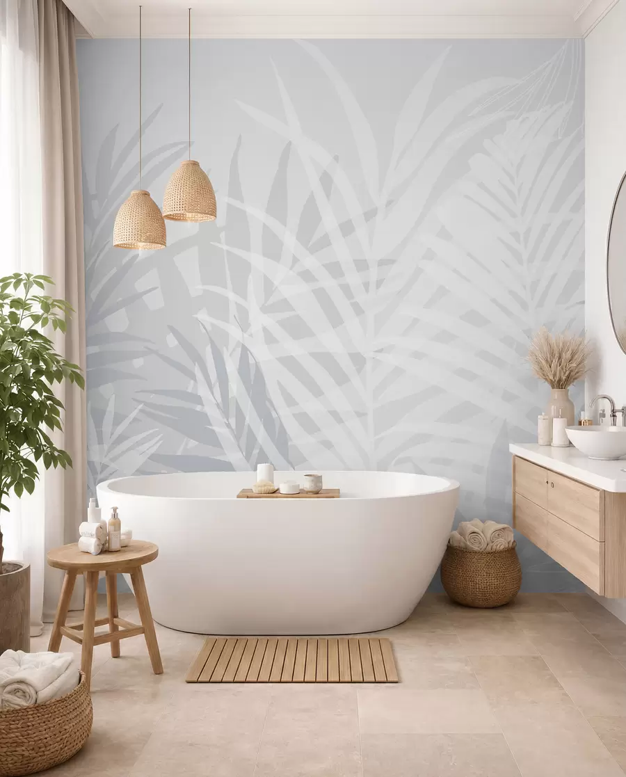 wall murals Palm Shadows — Ice Blue w02026v3