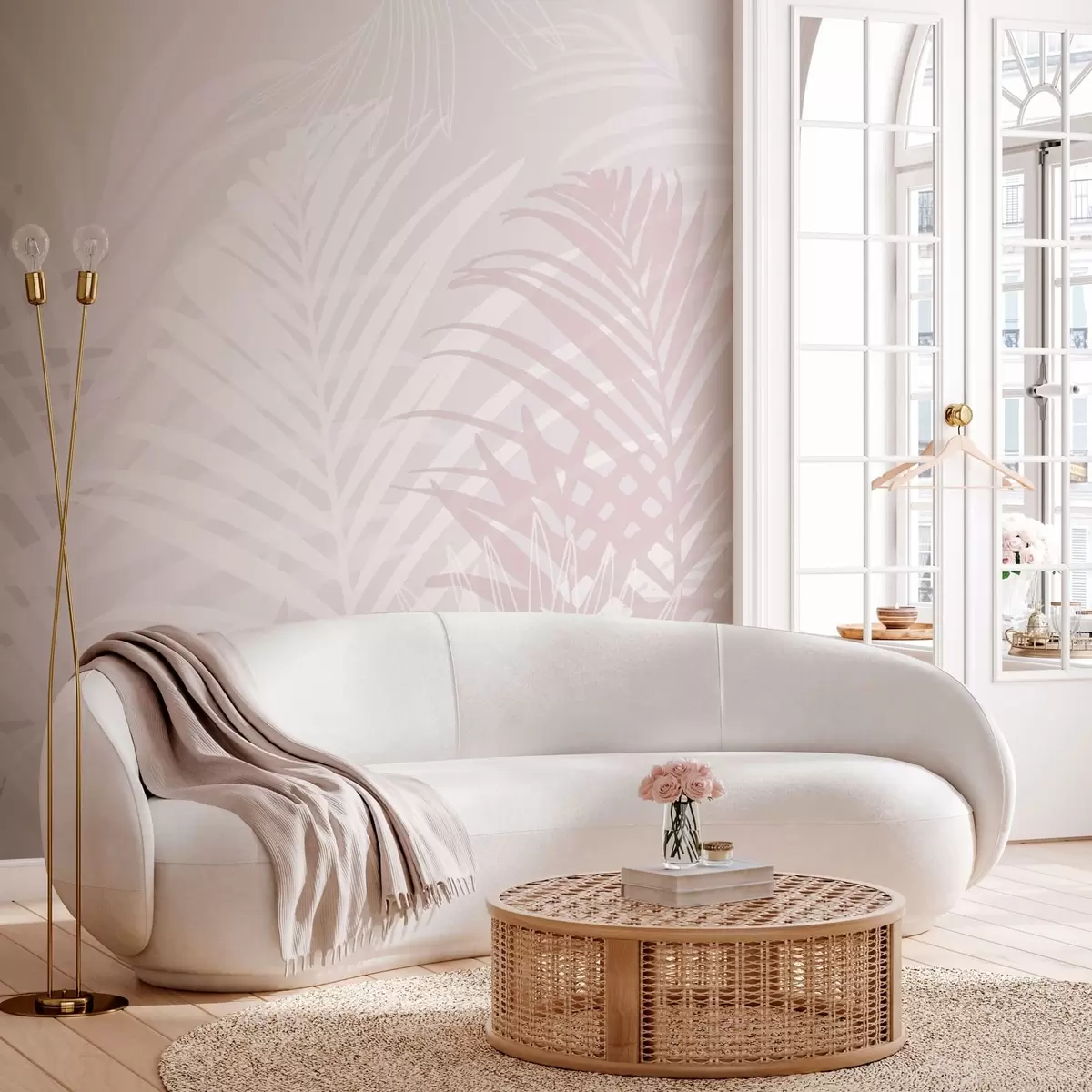 wall murals Palm Shadows in Rose w02026v4