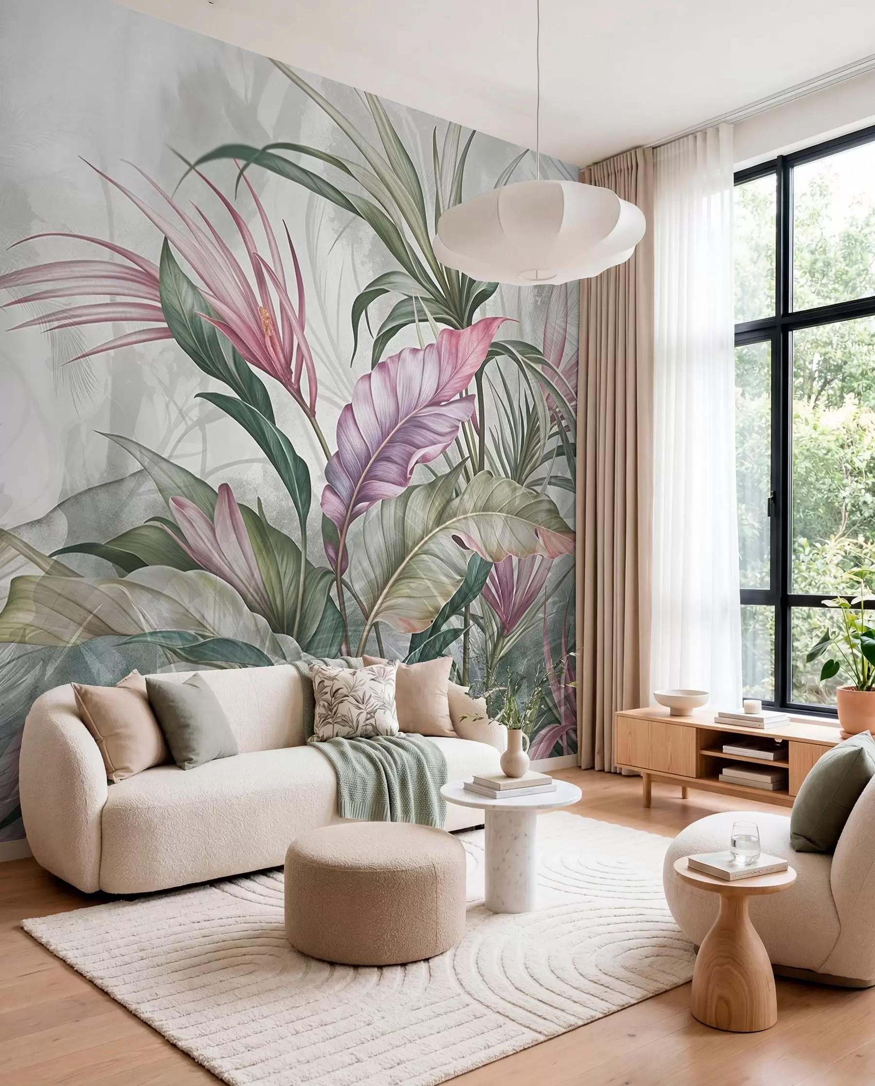 wall murals Rose and Green Foliage w08375