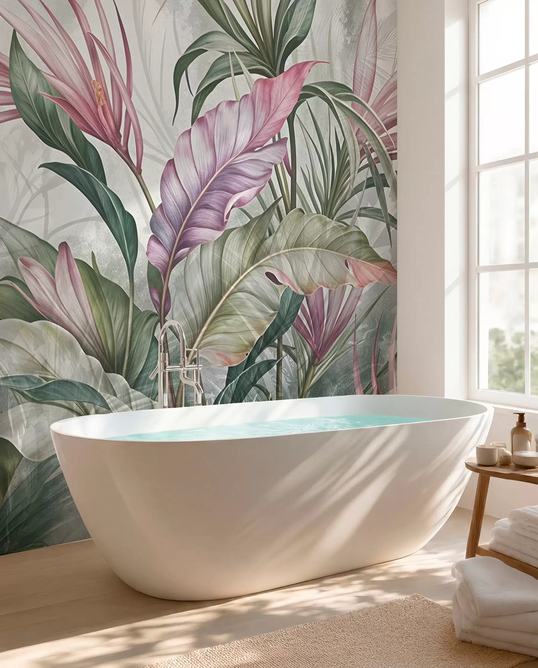 wall murals Rose and Green Foliage w08375