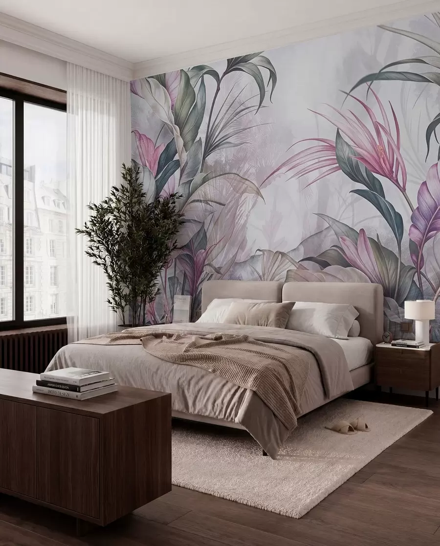 wall murals Mauve and Sage Foliage w08375v1