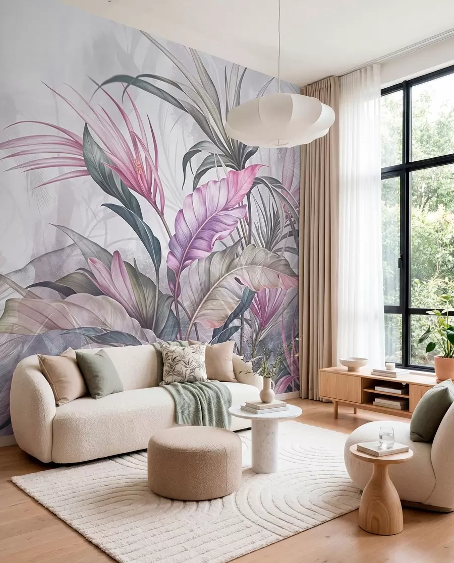 wall murals Mauve and Sage Foliage w08375v1