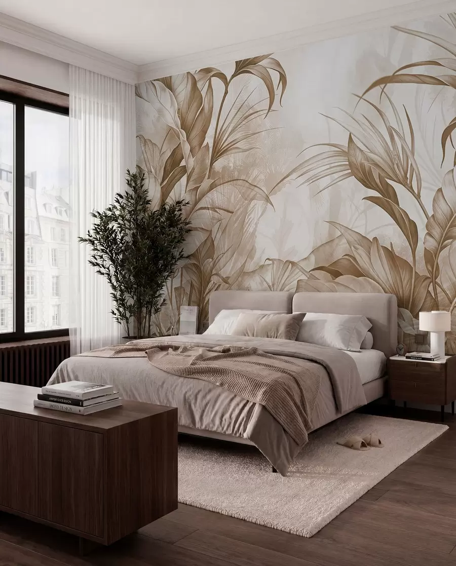 wall murals Foliage in Sepia and Sand w08375v2