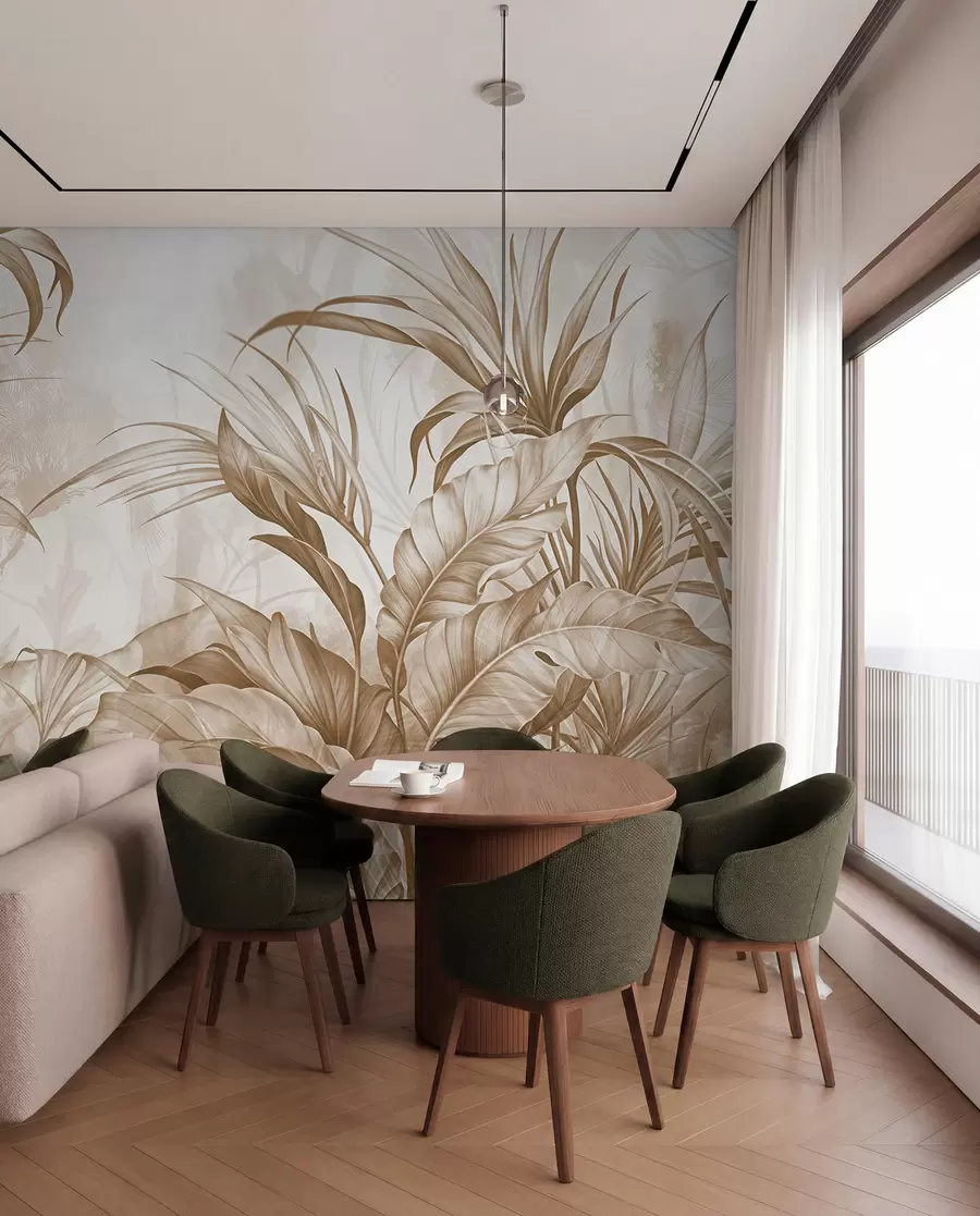 wall murals Foliage in Sepia and Sand w08375v2