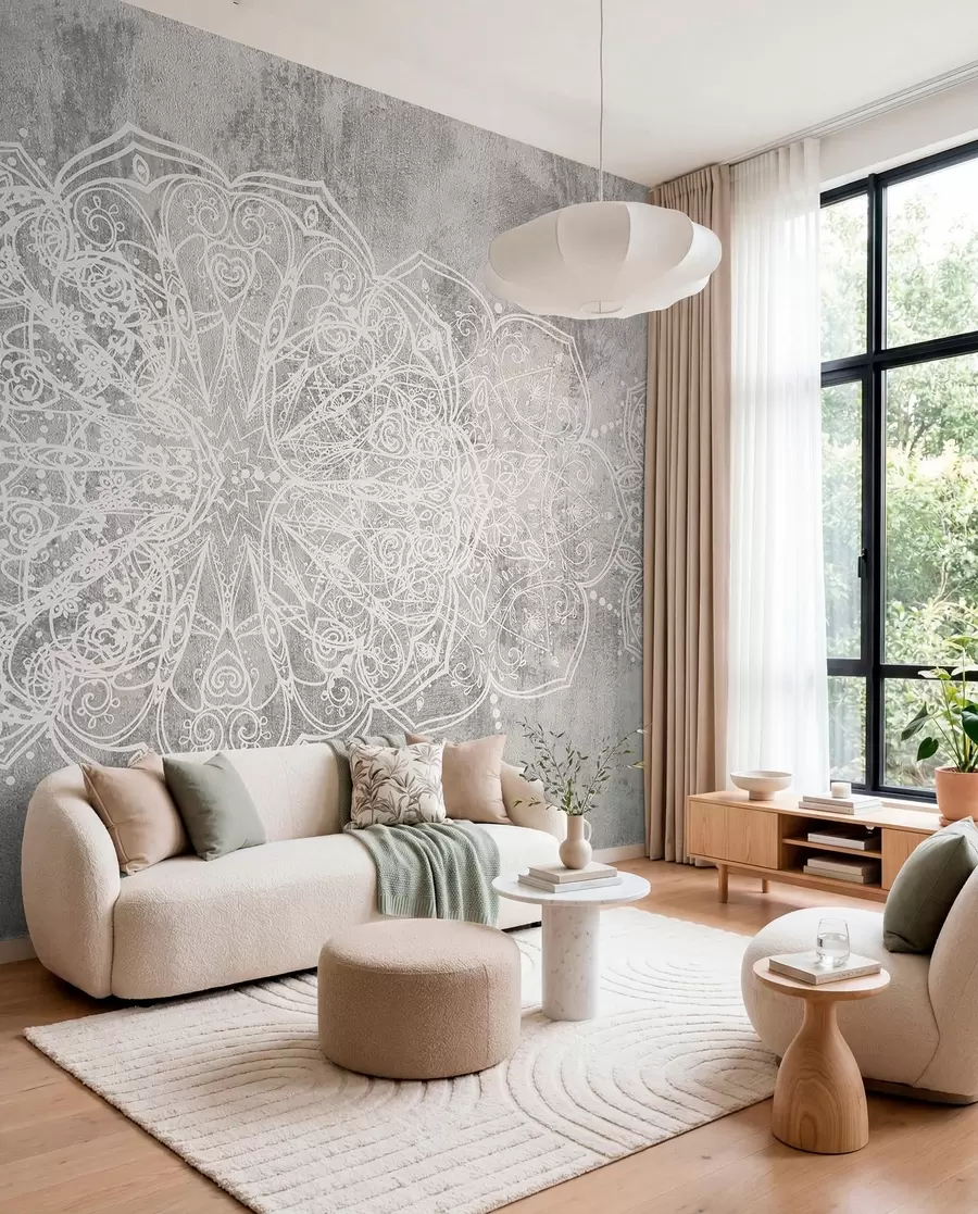 wall murals Silver Lace Mandala w08387