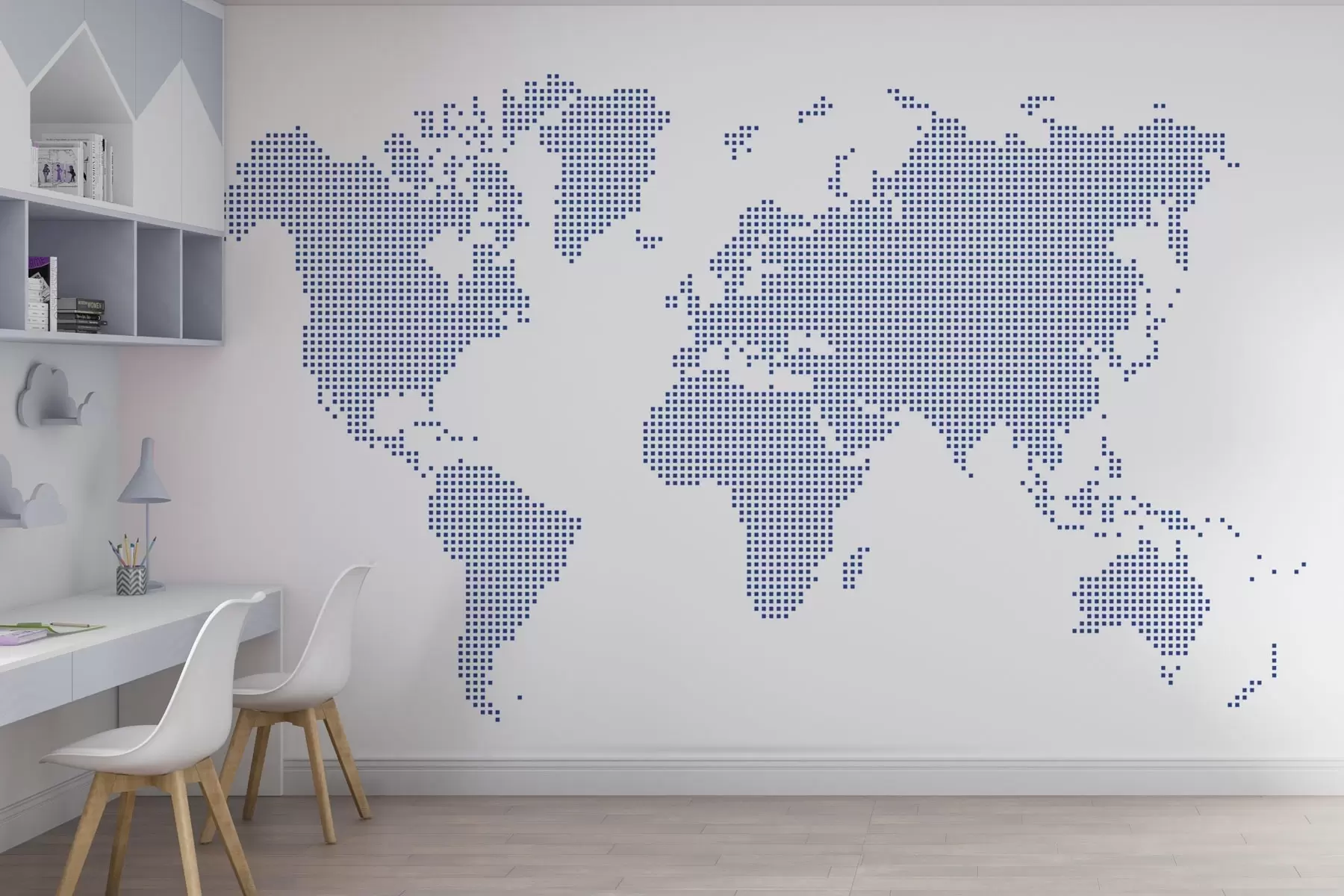 wall murals Global map in dotted design u99406