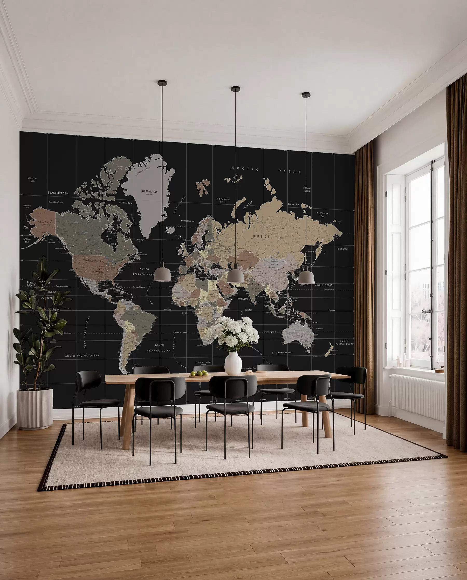 wall murals World map with diverse countries outlined u99477d1