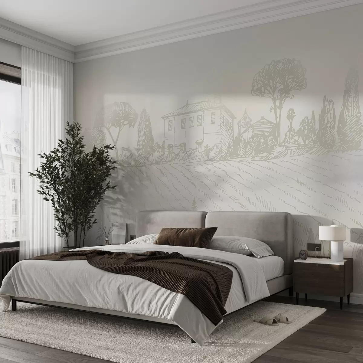 wall murals Serene countryside with gentle hills u99571