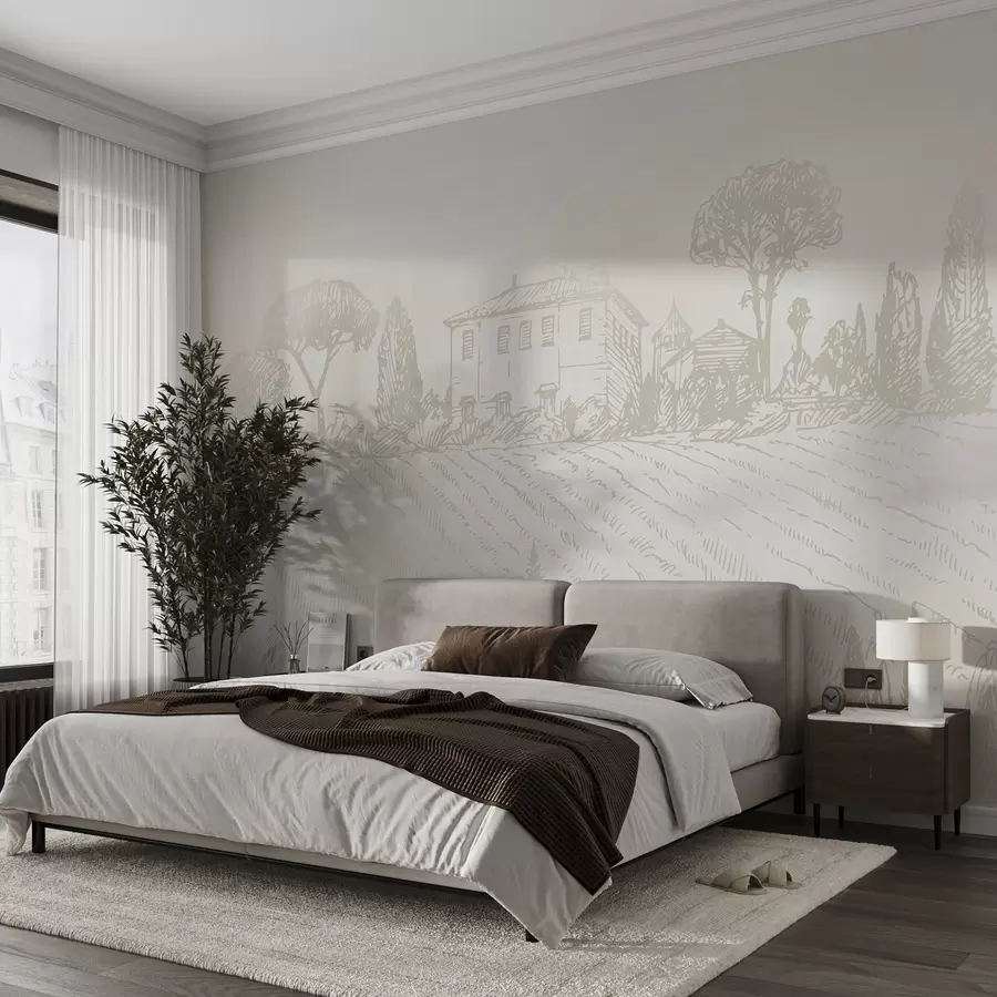 wall murals Serene countryside with gentle hills u99571