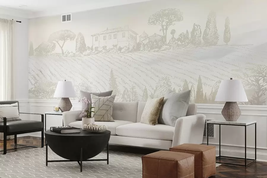 wall murals Serene countryside with gentle hills u99571