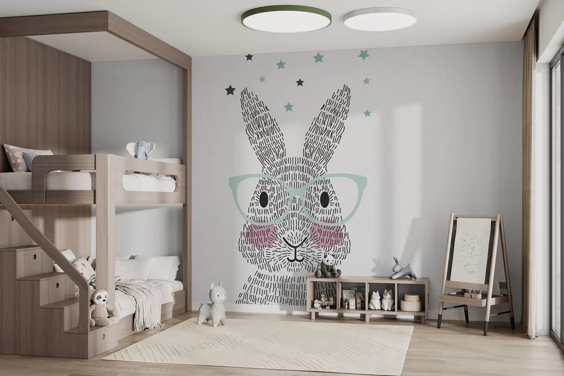 wall murals Smart bunny with stylish glasses w00159
